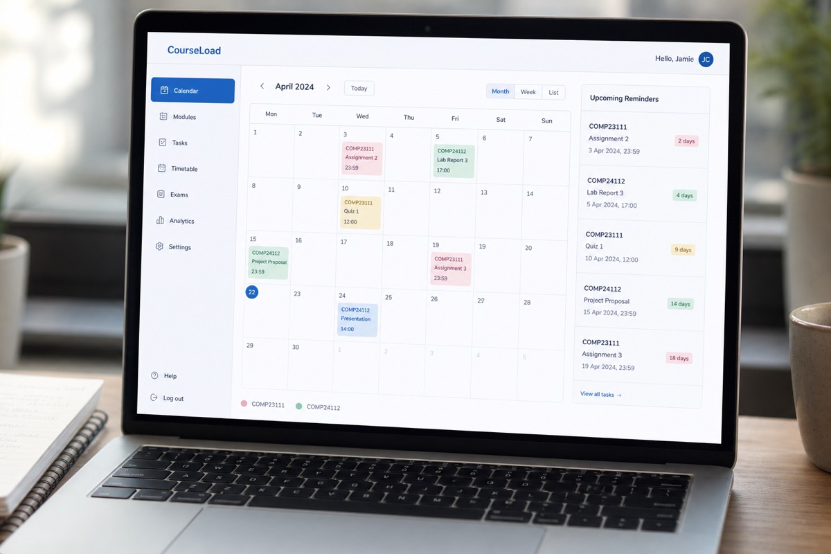 CourseLoad — deadline tracker used by ~320 UoM students